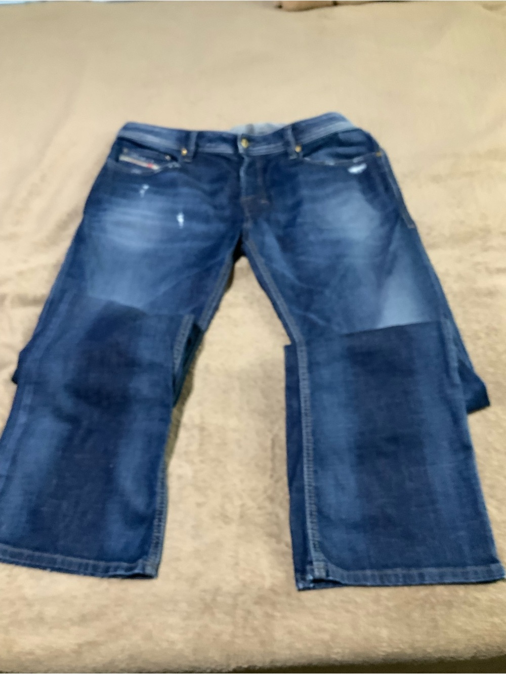 Diesel Men's Indigo Blue Denim Jeans with Leather Patch